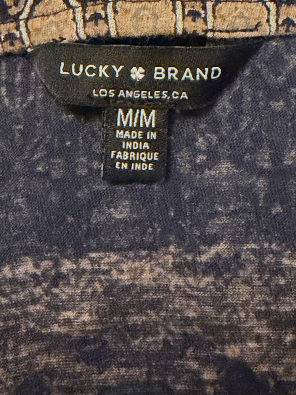 Lucky Brand Boho style Blue with mixed prints, sheer ruffles and tie front - Picture 3 of 4